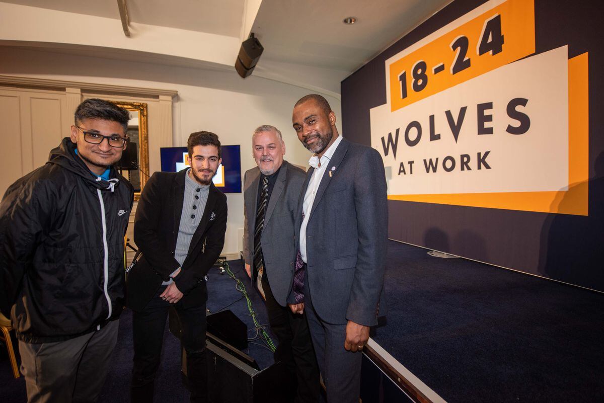 Councillor Brookfield with Jobchange administrator Aman Toor, Gazebo Theatre actor Mo Aldube, and Kevin Davis, CEO at The Vine Trust