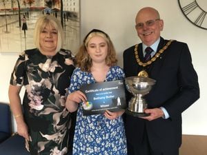 Youth Endeavour award winner Bethany Butler with mum Paula Butler and outgoing Cannock Chase Council Chairman Doug Smith