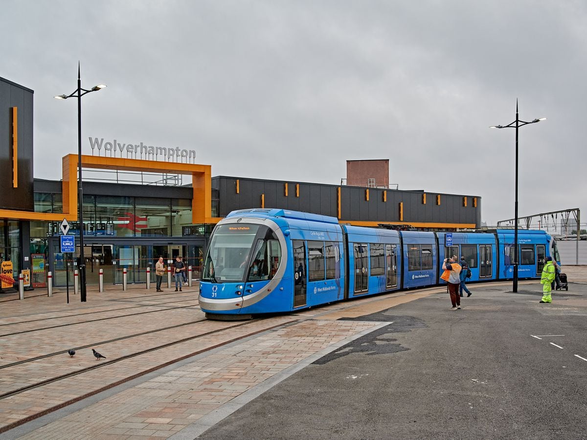 Trams are now running to Wolverhampton Railway Station after a track extension from St George's. Photo: John Whitehouse.