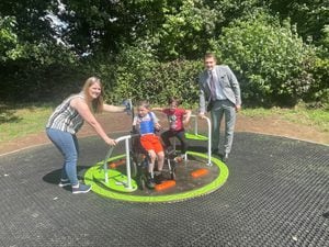The new roundabout in the play area at Spennells Park in Kidderminster
