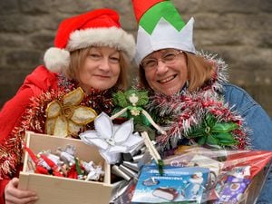 Christmas fair, Rushall, Walsall. Pictured left, Caroline Green and Joan Wright