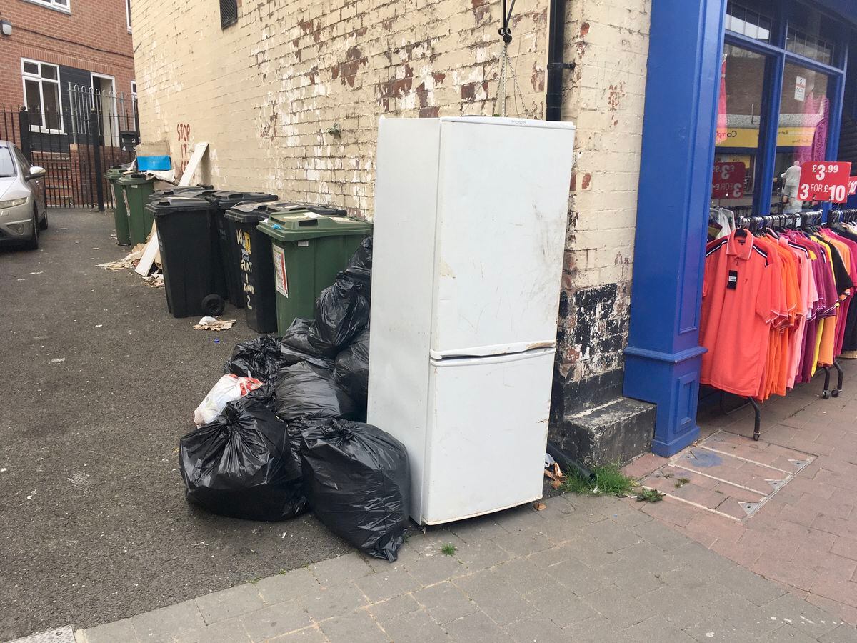 Rubbish dumped on unregistered land in Market Place, Willenhall. Photo: Gurdip Thandi.