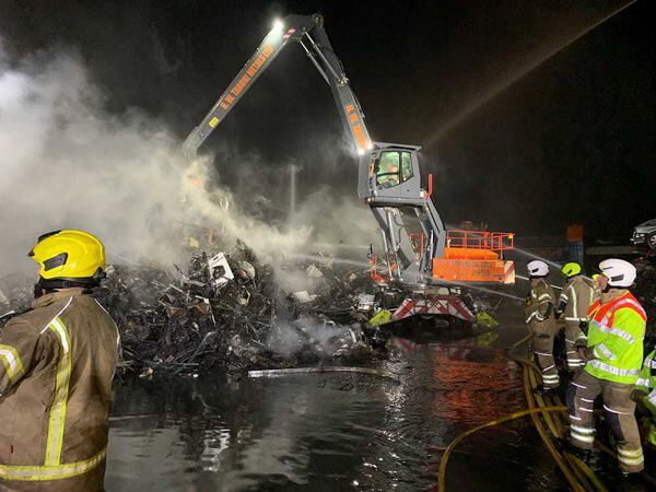 The fire at a scrapyard. Photo: West Midlands Fire Service