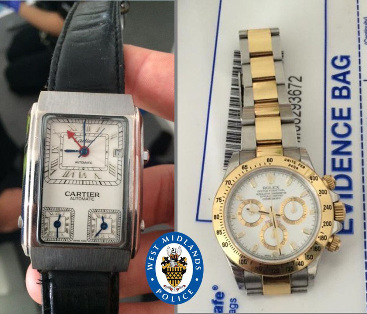 Seized - a Cartier watch and a Rolex