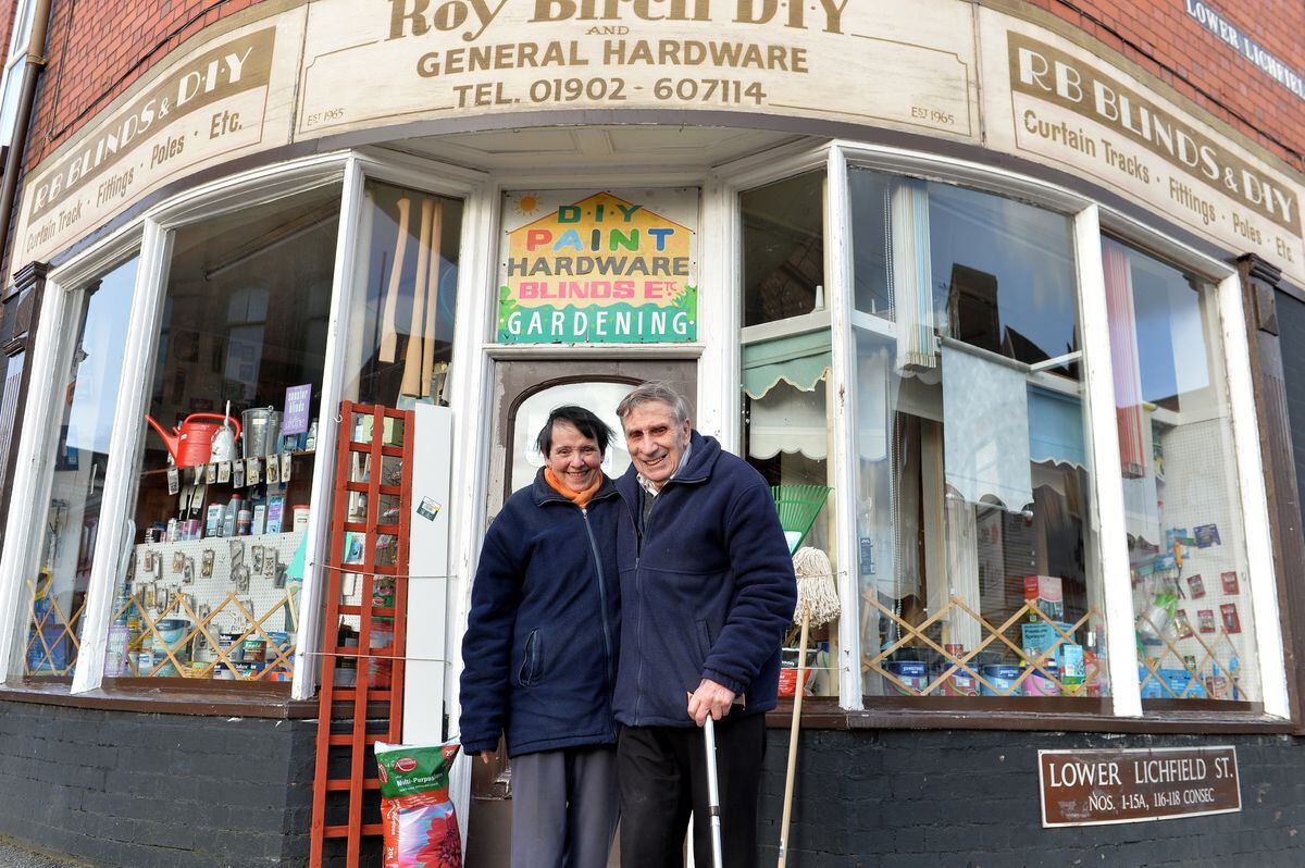 Cynthia and Roy Birch outside their hardware and DIY store