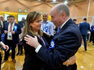 MP Marco Longhi congratulates Sara Bothul on her win, taking St James's from Labour by just seven votes