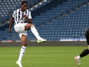 WEST BROMWICH, ENGLAND - AUGUST 21: Kevin Mfuamba of West Bromwich Albion scores a goal to make it 1-0 during the PL2 / Premier League 2 match between West Bromwich Albion and Blackburn Rovers at The Hawthorns on August 21, 2023 in West Bromwich, England. (Photo by Adam Fradgley/West Bromwich Albion FC via Getty Images).