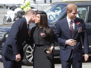 Prince William greets Harry and Meghan