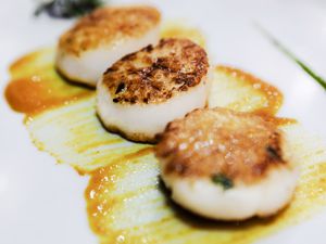 The salty sweetness of the seared scallops was perfectly married to an intoxicating chutney