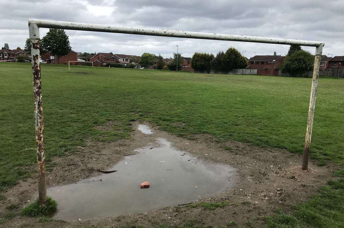 The pitch before the posts were replaced