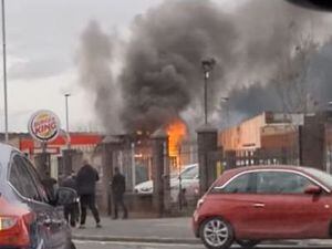 Fire at Burger King in Bloxwich. Image: Lee Boyce