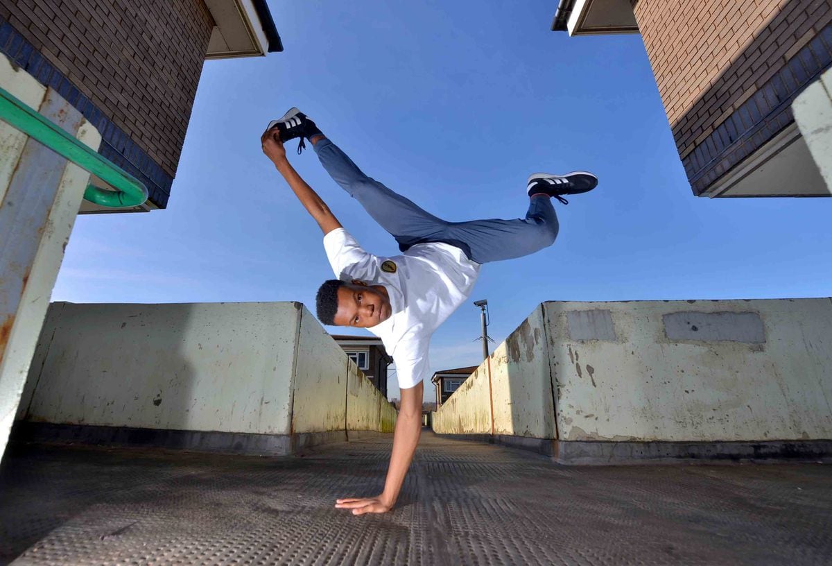 WOLVERHAMPTON COPYRIGHT EXPRESS AND STAR STEVE LEATH 22/02/2019..With video: MARK ANDREWS FEATURE: Pic in Wolverhampton , inside ones are in Ellerton House, and then some just outside. Pics of AJ Cypher Cat (Breakdance champion) and also on some his Dad: Pablo Brown ( he runs a breakdance school). Story on Breakdance in light of the proposed inclusion in the Olympics..