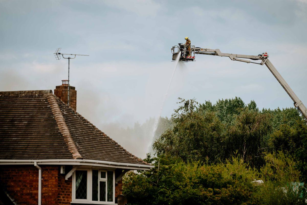 Fire crews have been using an aerial platform to douse the flames