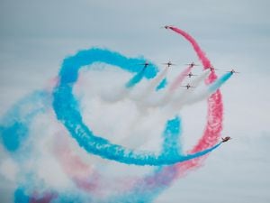 The Red Arrows, pictured at the Cosford Air Show in 2019, are set to return in June