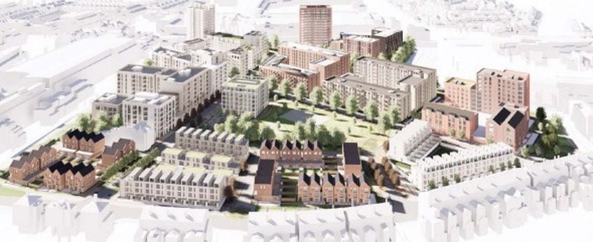 Updated plans for the Athletes Village, which show a row of townhouses in plot 2 (bottom right) - image courtesy of Birmingham City Council 