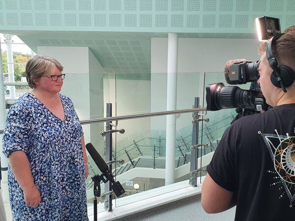 Health Secretary Thérèse Coffey MP spoke with the media at Queen Elizabeth Hospital in Birmingham