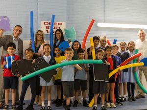 Pupils pictured with Councillor Simon Hackett, Sandwell Council’s cabinet member for children, their headteacher Alison Connop and Garry Goodwin, of Dodd Group