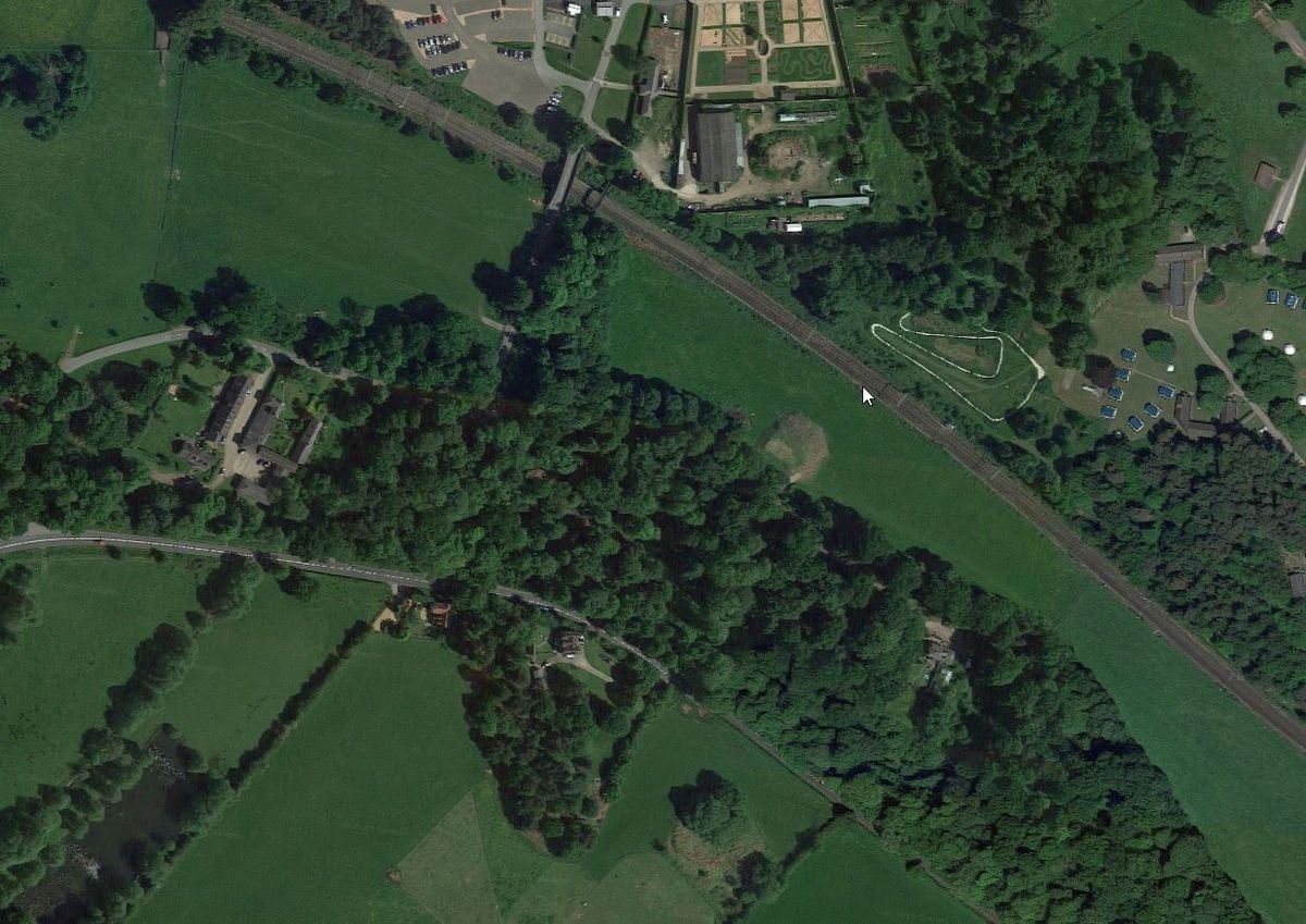 An aerial view of the A513 near the rear entrance of Shugborough Hall. Photo: Google