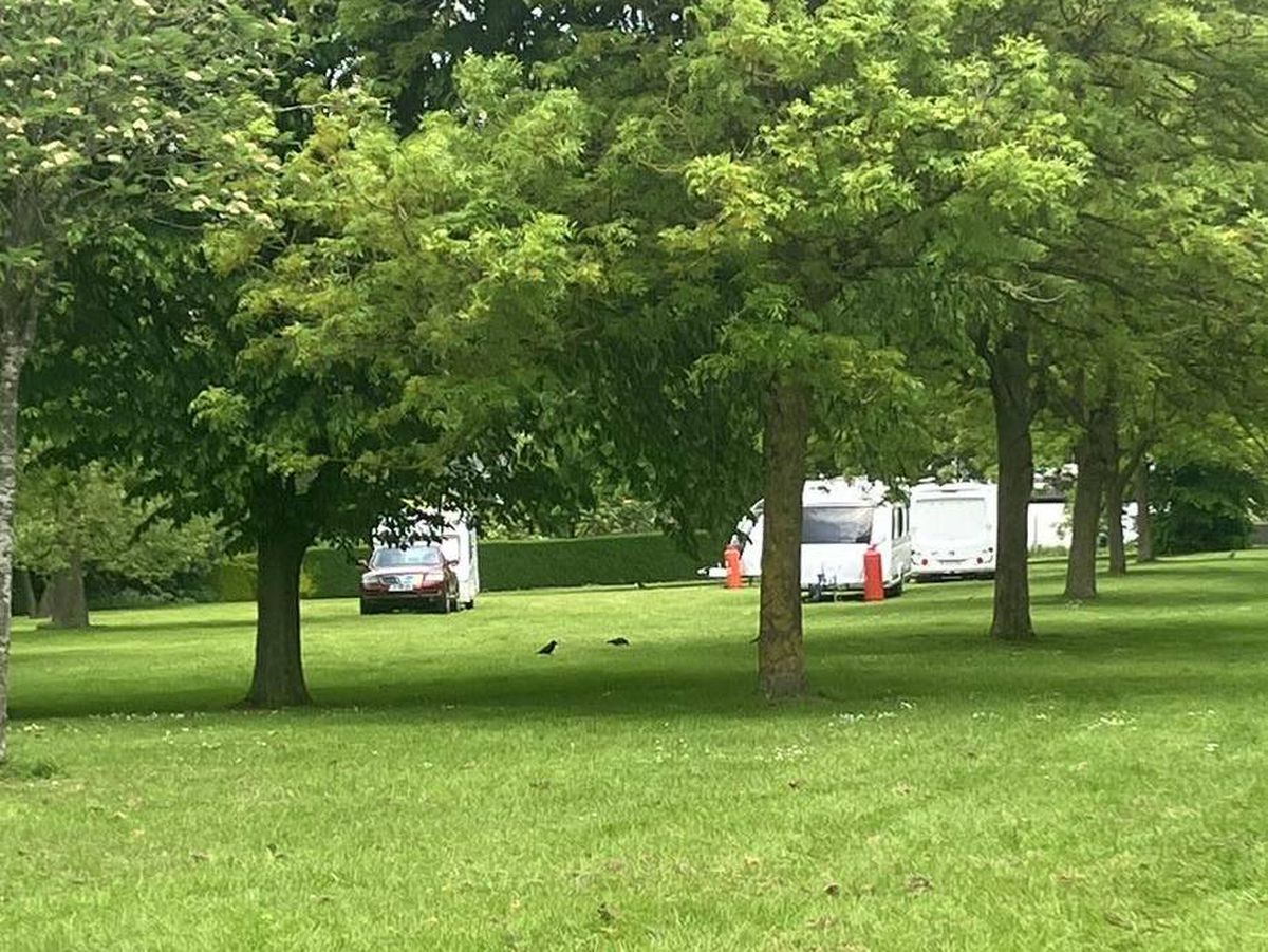 A group of travellers has set up an unauthorised encampment in Dudley