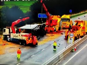 The scene of the crash on the M6 near Stafford. Photo: National Highways