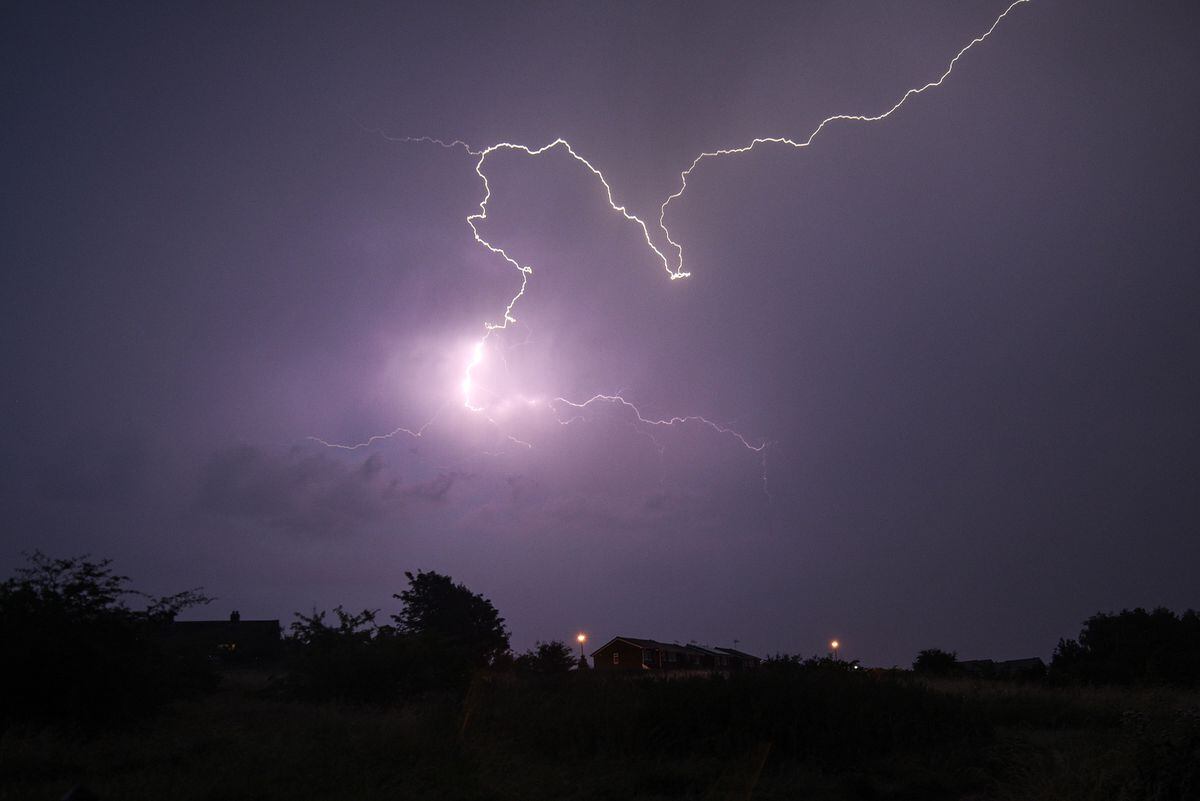 Lightning struck over Quinton in the West Midlands on Tuesday night with constant forks streaking across the sky and up into the clouds. Photo: Snappersk 