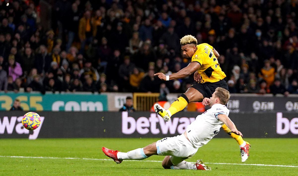 Wolverhampton Wanderers' Adama Traore has a shot on goal 