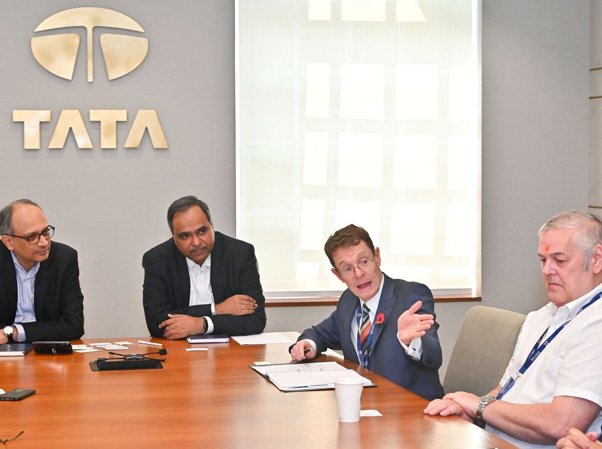Andy Street in India with representatives from Tata and Councillor Ian Brookfield, leader of Wolverhampton Council