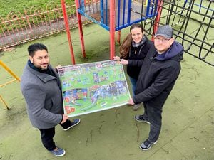 Councillor Shaz Saleem, cabinet member for highways and public realm, Richard Johnson from the Friends of Netherton Park and Julia Morris, Dudley Council's parks development officer