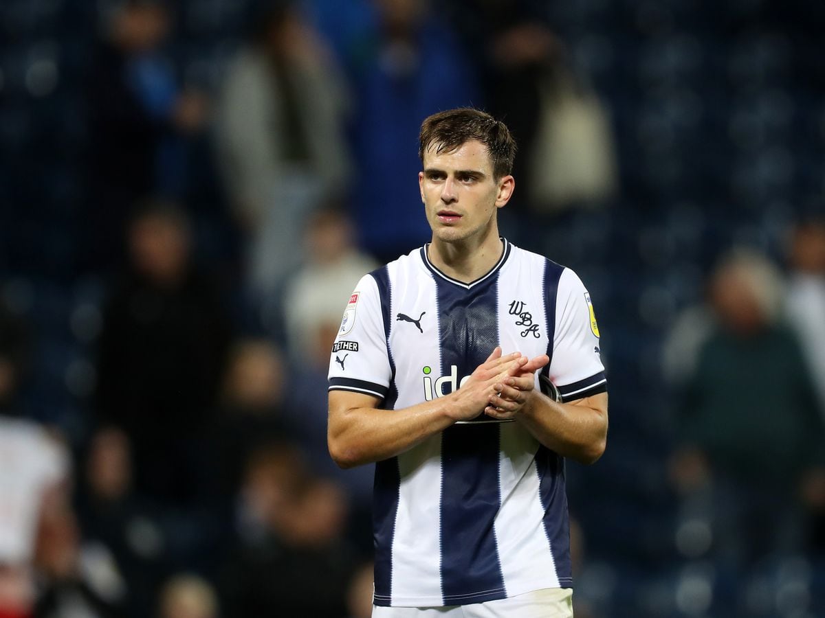 Jayson Molumby of West Bromwich Albion applauds the West Bromwich Albion Fans after the Sky Bet Championship between West Bromwich Albion and Birmingham City at The Hawthorns on September 14, 2022 in West Bromwich, United Kingdom. (Photo by Adam Fradgley/West Bromwich Albion FC via Getty Images).