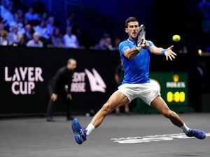 Novak Djokovic in action at the Laver Cup