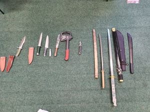 Dudley Police published this image on September 27. It shows the weapons seized by officers. 