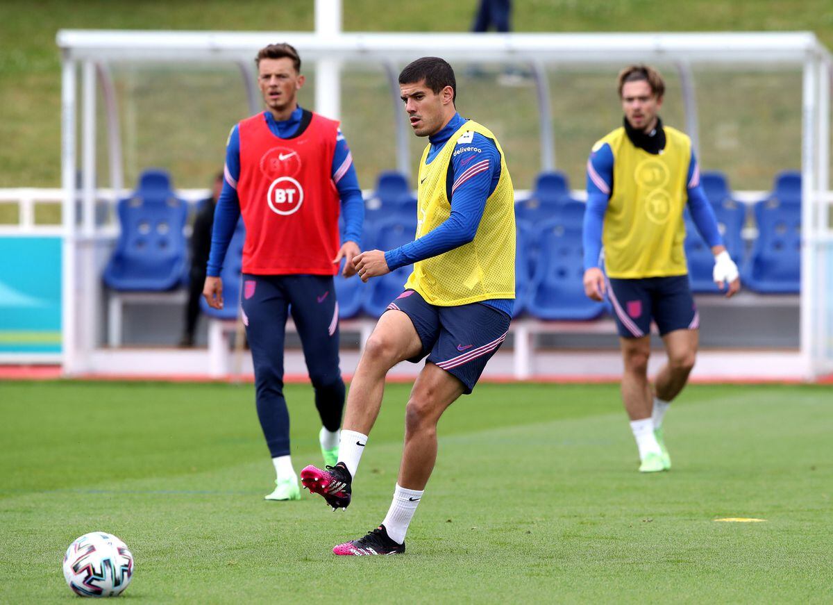 England's Conor Coady during a training session at St George's Park (PA)