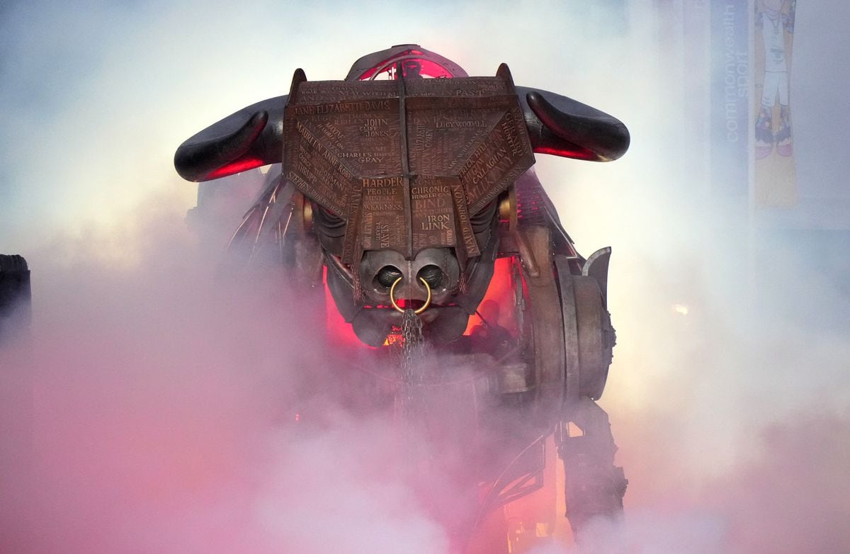The Bull was the undoubted star of the Opening Ceremony at Alexander Stadium. Photo: Tim Goode/PA Wire.