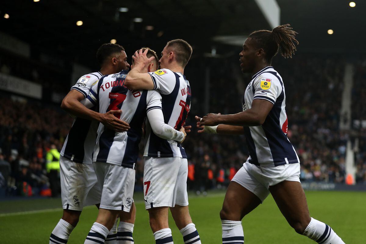 Conor Townsend of West Bromwich Albion celebrates after scoring a goal to make it 1-1 (Photo by Adam Fradgley/West Bromwich Albion FC via Getty Images).