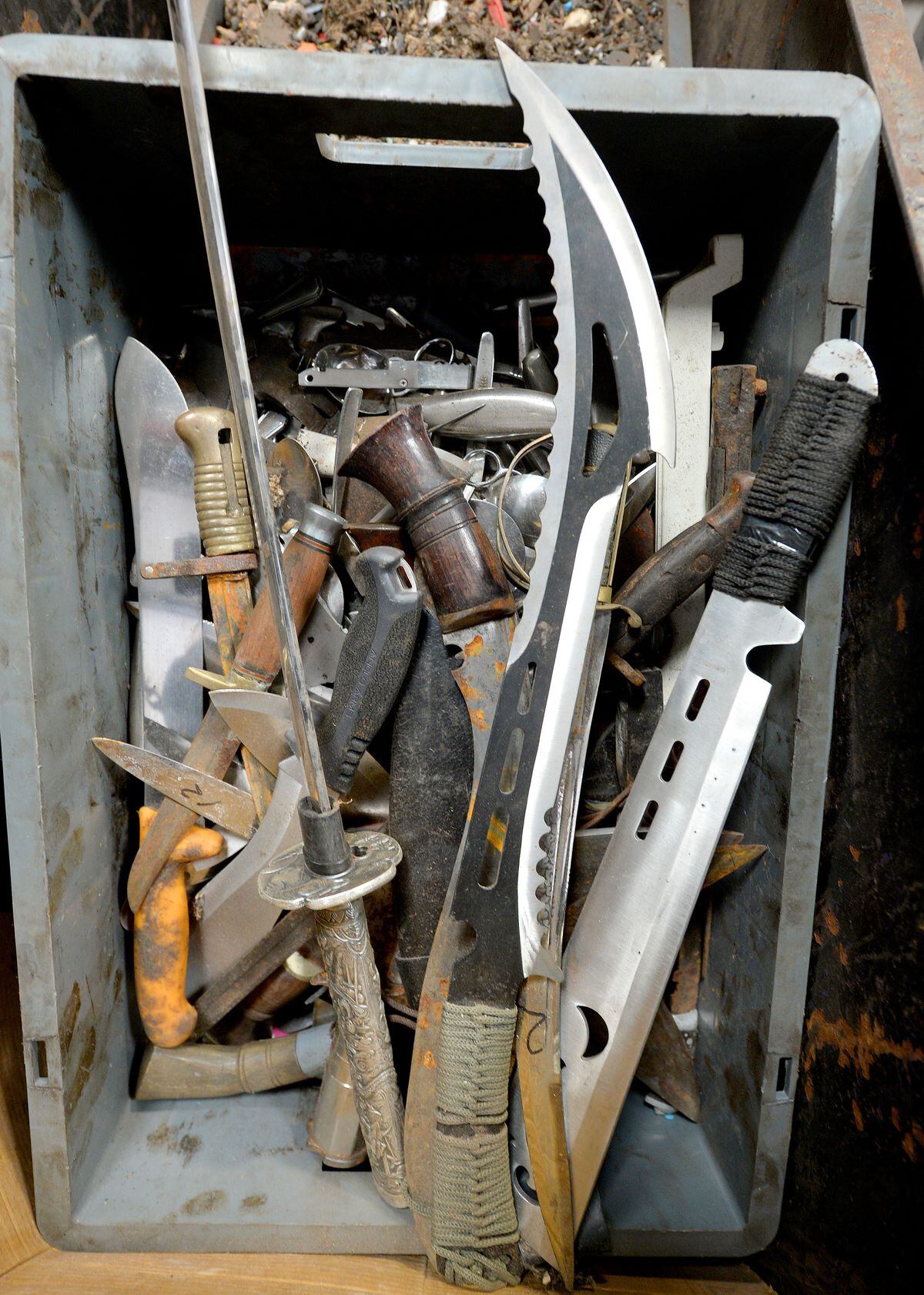 Zombie knives, machetes and flick knives are just some of the weapons being collected and destroyed