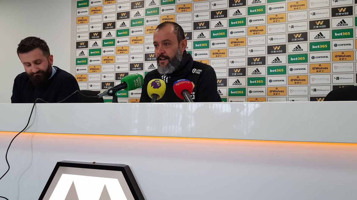 Nuno Espirito Santo speaking at today's pre-match press conference