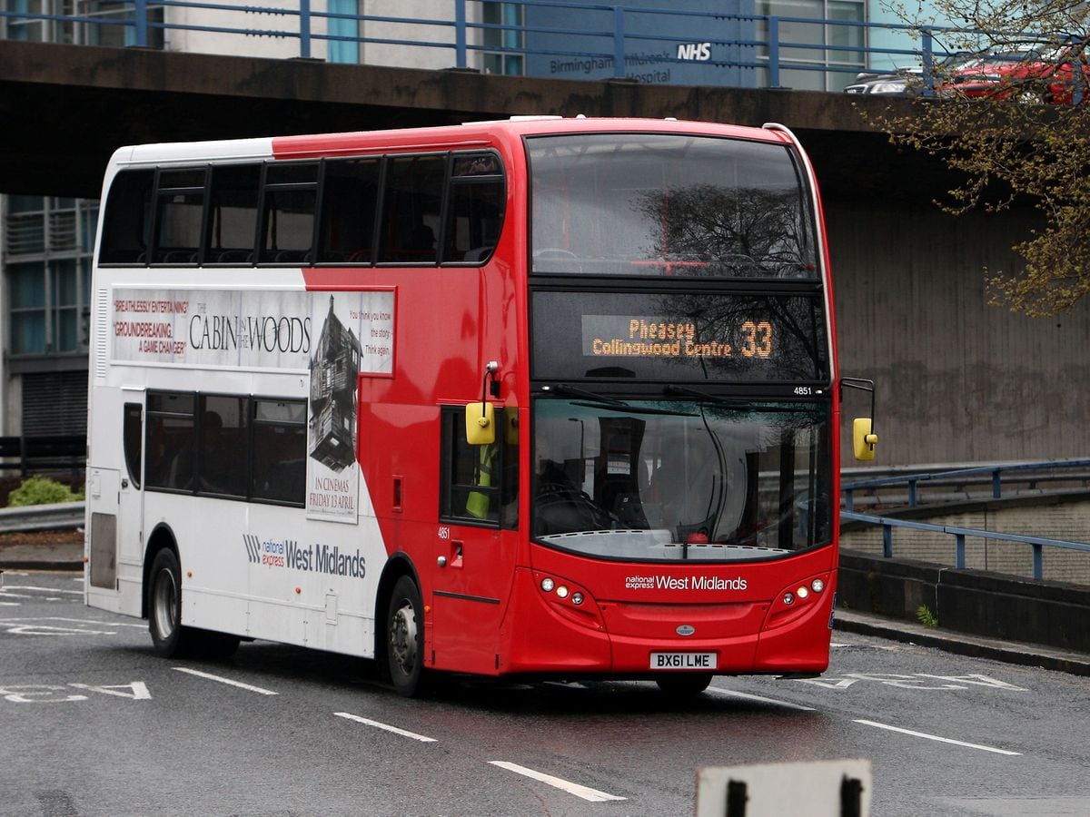 A National Express West Midlands double decker bus in Stafford