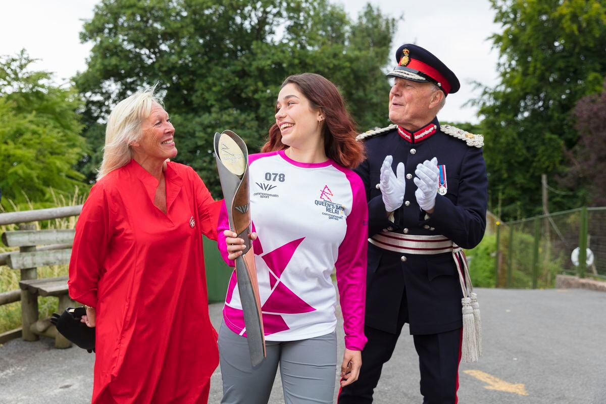 The Lord Lieutenant of the West Midlands with a baton-bearer