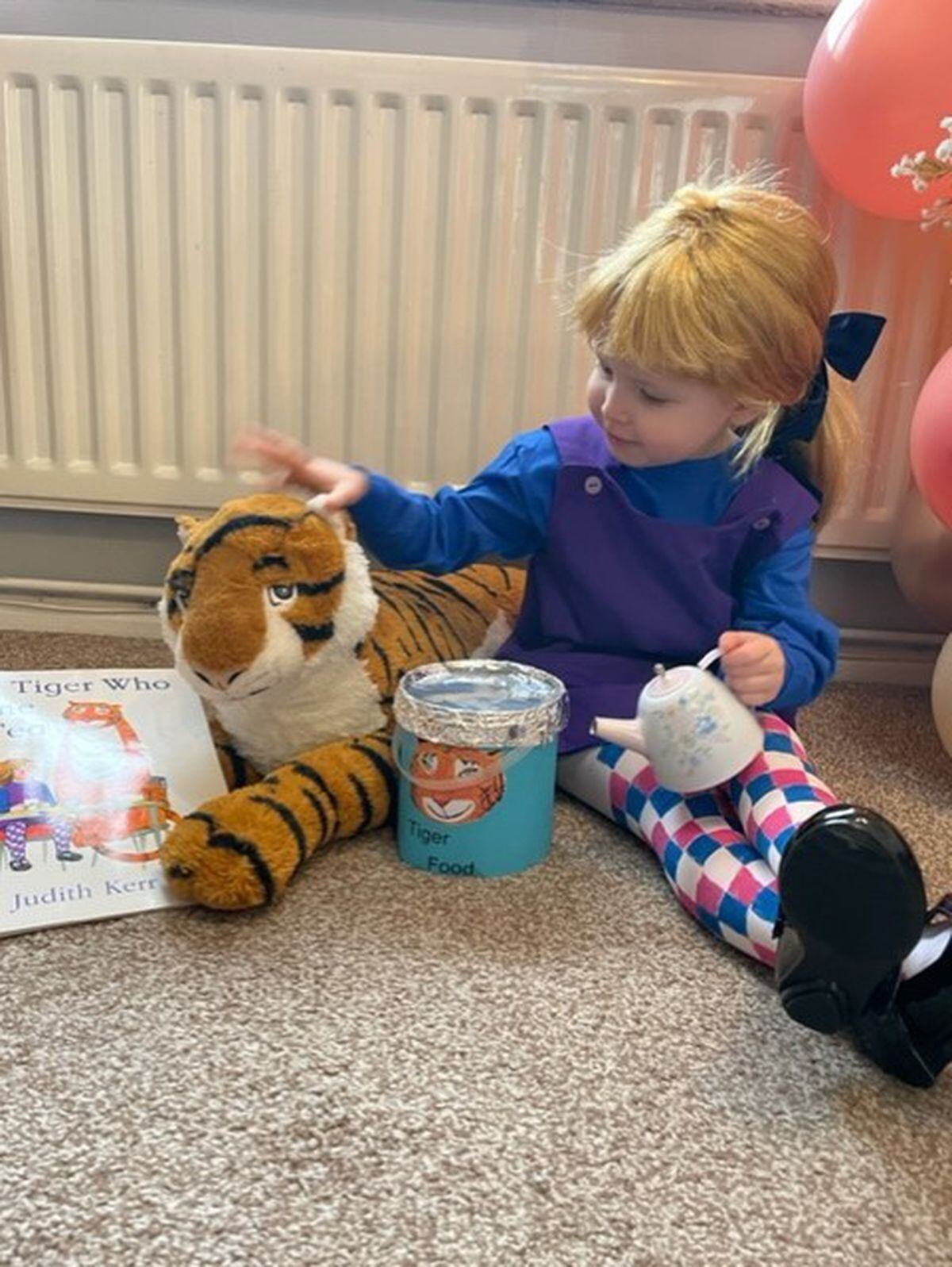 Amanda Walker made little Sophie's costume for the Tiger Who Came to Tea.