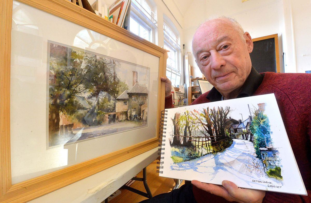 John Maule-Finch from Sedgley with his pictures of Davenport House in Sedgley and also Setton Drive