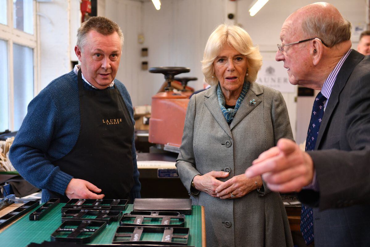 The Duchess of Cornwall on a visit to the Launer factory