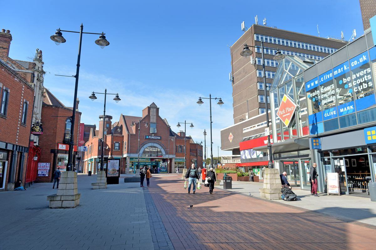 Walsall's Park Street was quiet today 