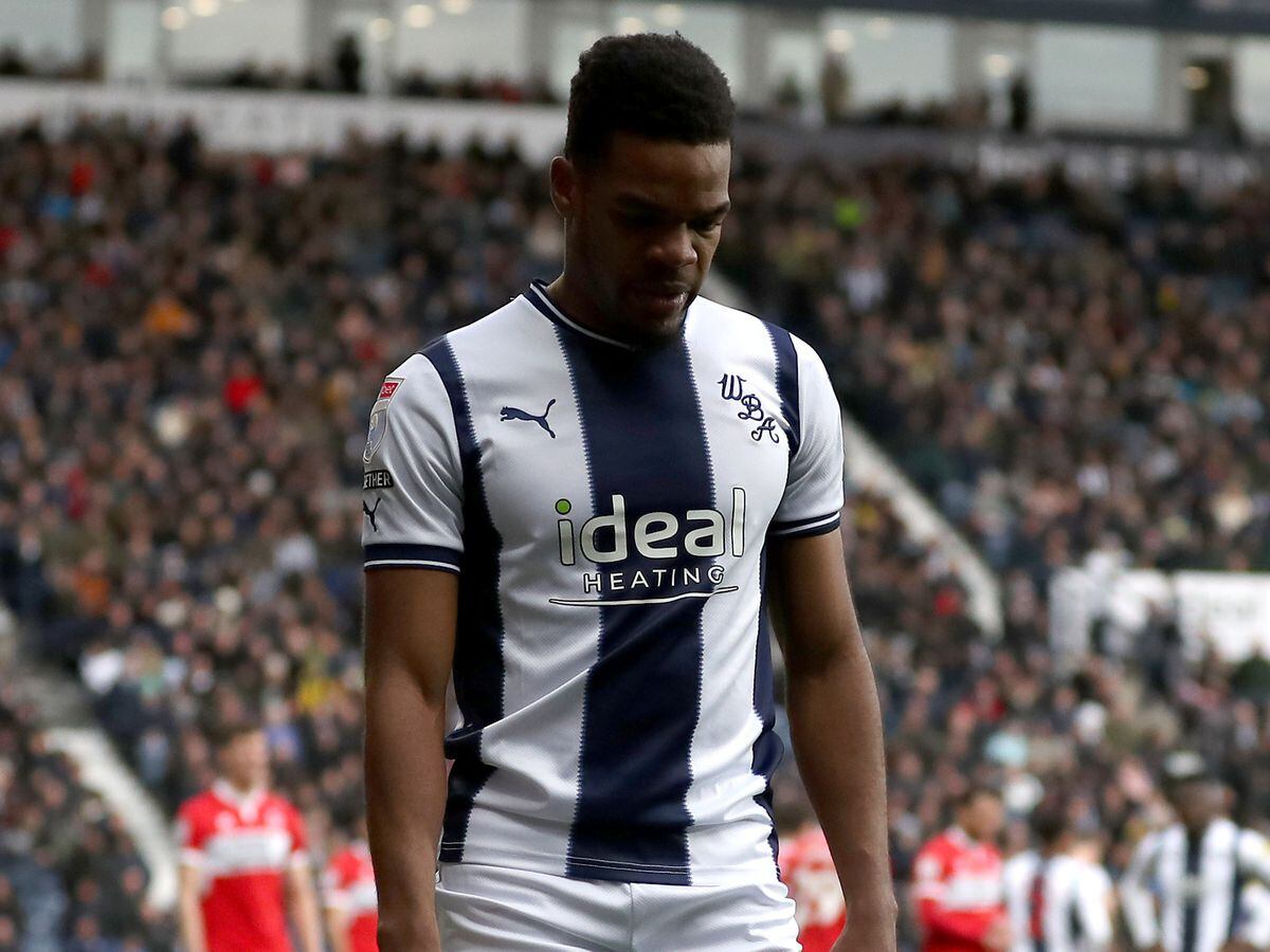 Grady Diangana limps off disappointed after a kick in the victory over Middlesbrough (Photo by Adam Fradgley/West Bromwich Albion FC via Getty Images).