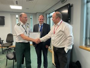 WMAS operational support services director Craig Cooke, head of IM&T and WMAS GDE programme lead, Phil Collins and NHS digital engagement lead for Midlands, Ian Nelson.