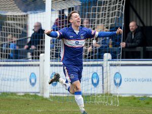 George Cater celebrates his second goal.