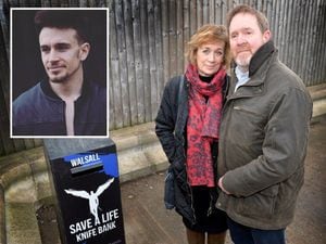 James Brindley, inset, was fatally stabbed in 2017. His parents Mark and Beverley Brindley have dedicated their lives to tackling knife crime.