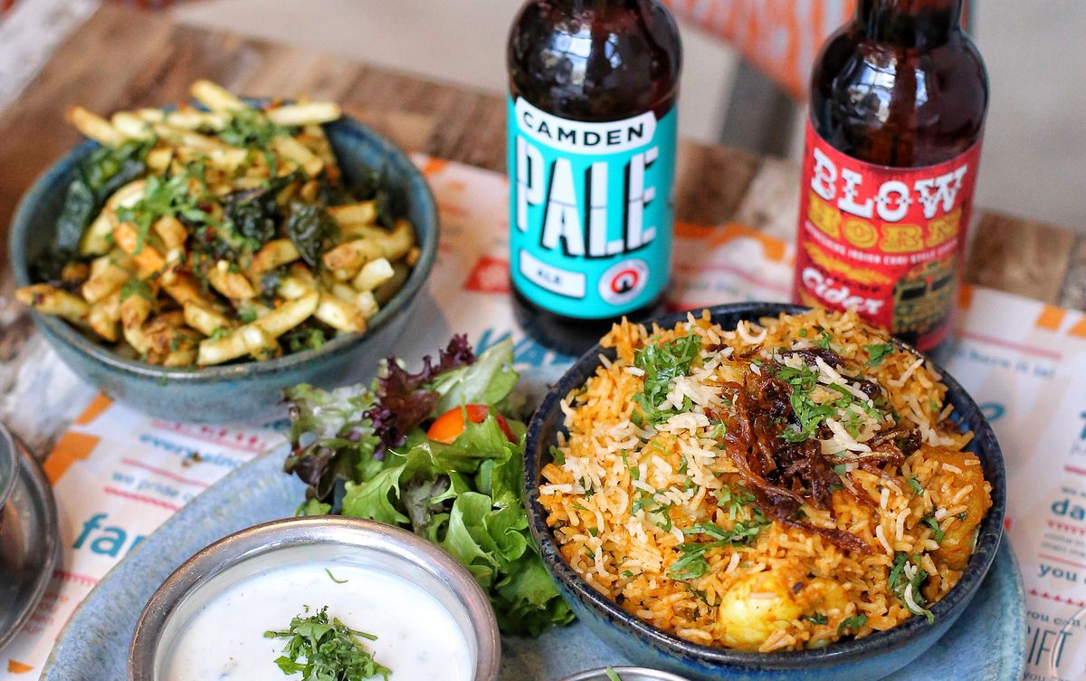 Any time of day – tuck into a chicken biryani with a side order of Tamatanga chips and a couple of beers