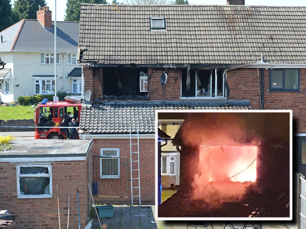 The fire gutted the first-floor of the house in Deans Road, Wolverhampton. Inset: Patryk Samselski took this photo of the fire