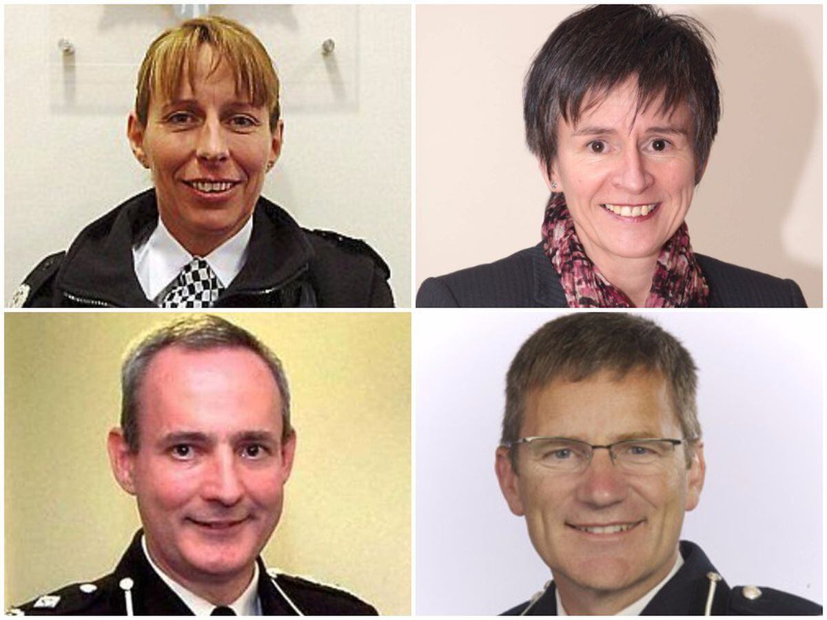Top left to right, Jane Sawyers and Suzette Davenport, and bottom left to right, Adrian Lee and Marcus Beale