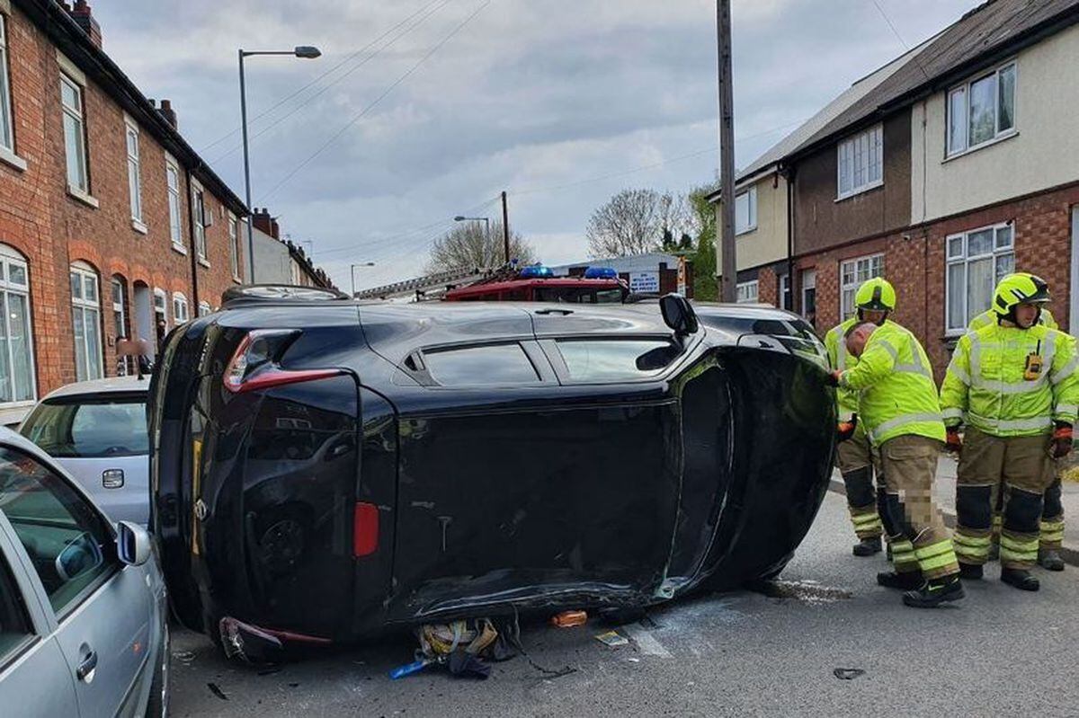 The scene on Wolverhampton Road following the crash. Photo: @ResponseWMP